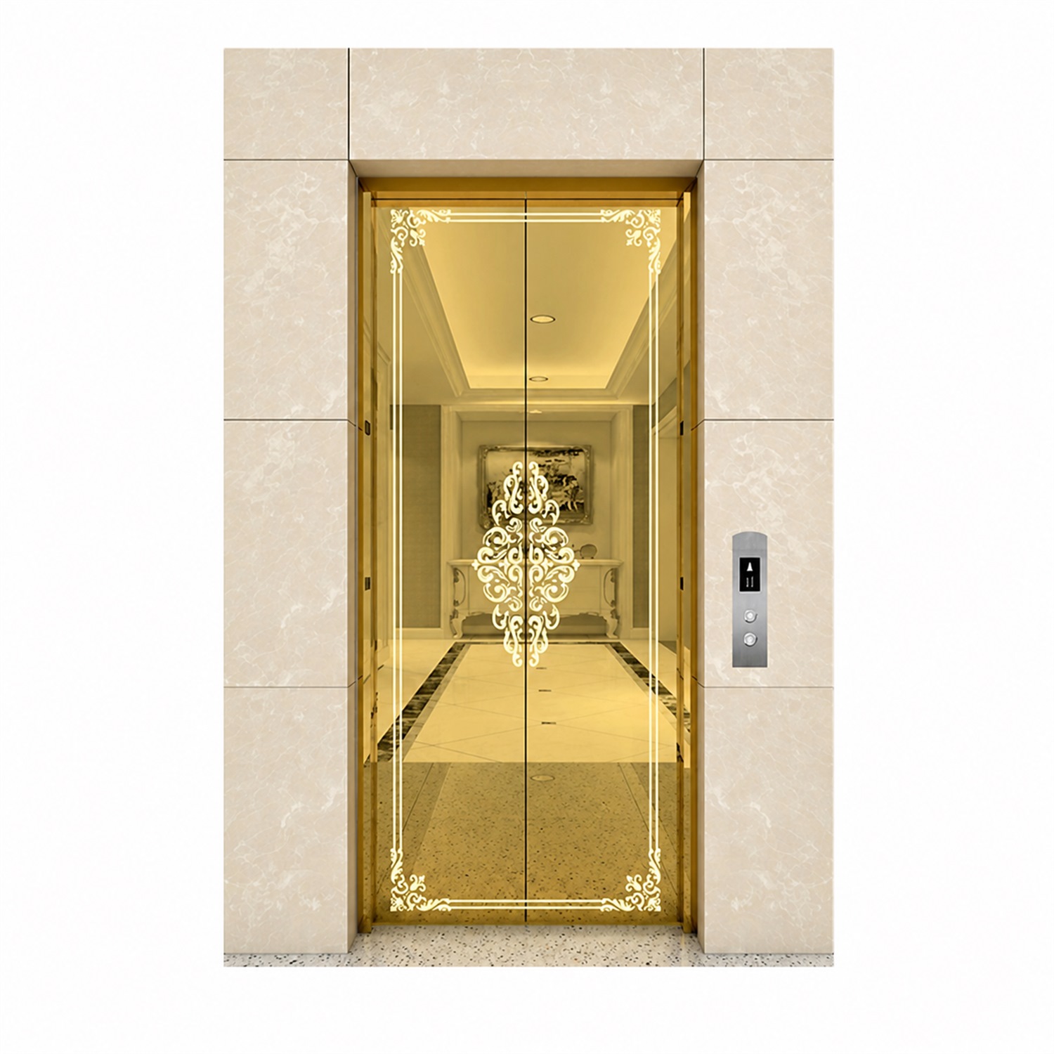 Ketai DN-TM10 - cửa tầng titan vàng gương | Ecolift Solution