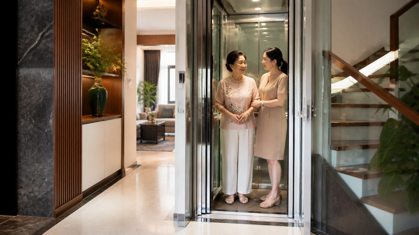 Gia đình Việt sử dụng thang máy gia đình thủy lực